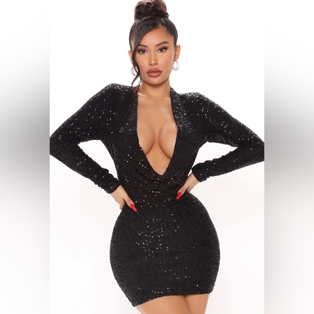 Black Sequin Mini Dress 💋